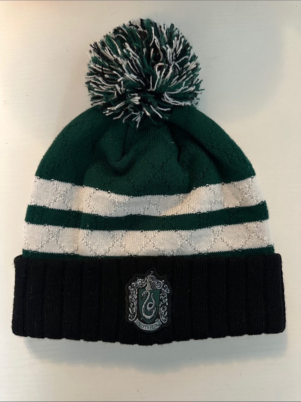 Slytherin Pom Pom Beanie - Green, White, Black
